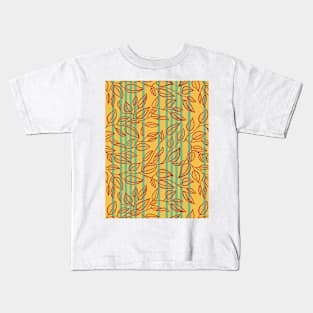 Minimalist Leaf Line Art Illustration as a Seamless Surface Pattern Design Kids T-Shirt